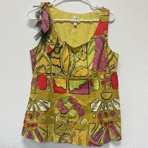 ANTHROPOLOGIE Edme & Esyllte Womens‎ 8 Shirt Green Sleeveless Side Zip Lined